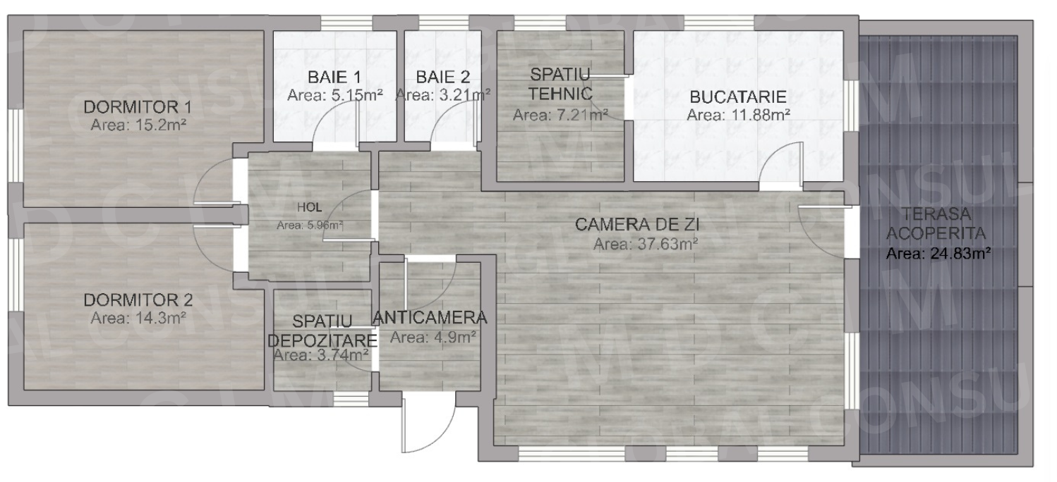 Plan parter structura – casa mare 134 mp, zidarie confinata